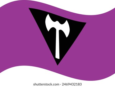 Wavy Labrys Lesbian Pride Flag Isolated in White