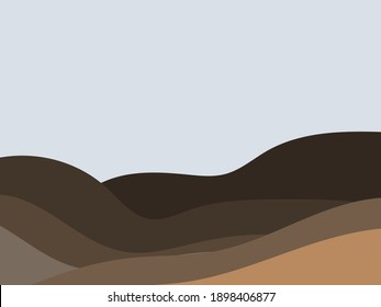 Wavy landscape in a minimalistic style. Landscape with hills. Boho decor for prints, posters and interior design. Mid Century modern decor. Trend style. Vector illustration