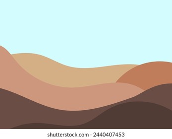 Wavy landscape in a minimalistic style. Landscape with hills. Boho decor for prints, posters and interior design. Mid Century modern decor. Trend style. Vector illustration