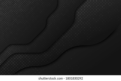 Capas onduladas del vector de fondo de papel negro 