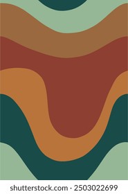 Wavy layers in green, brown, and red.