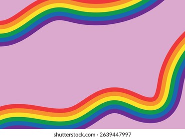 Wavy LGBT pride flag on a pink background