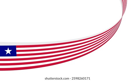 wavy liberia flag frame background with copy space for text. for national day