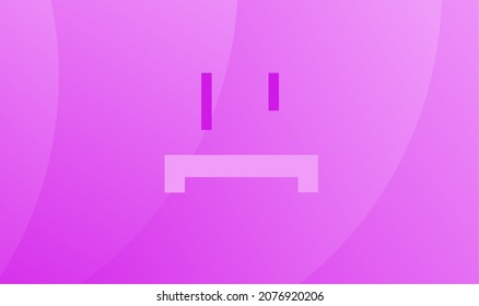 Wavy light purple gradient background templates, with sad emoticon in it. Suitable for laptop, tablet, smartphone wallpaper, website or poster templates