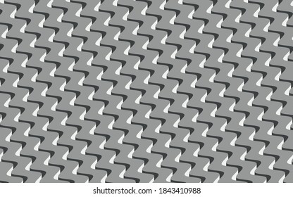 Wavy line 3D background in flat style. Vector monochrome illustration.