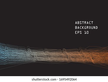  wavy line abstract in black background illustration vector, technology concept dark wallpaper