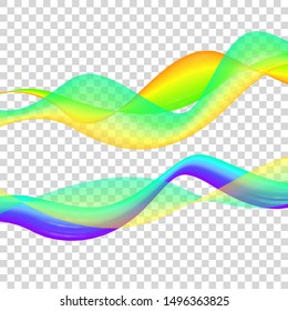 Wavy line, abstract graphic design element, color wave, stream, flow. Vector illustration