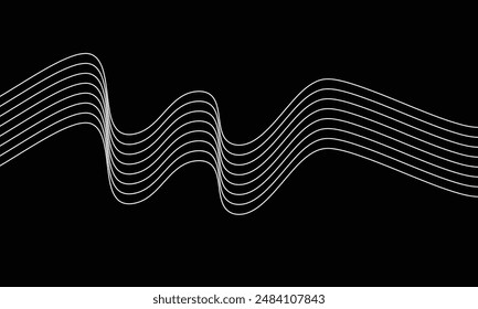 Línea ondulada abstracta aislada en negro. Ilustración vectorial