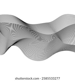 Wavy line art varying line thickness sound waves in space