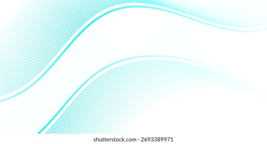 wavy line background. Abstract blue smooth waves on white background.