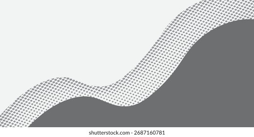 Plano de fundo ondulado. Padrão ondulado de meio-tom preto. Elemento de design curvo para cartazes, banners, apresentações, livretos. Papel de parede de onda de partícula de fluxo abstrato.