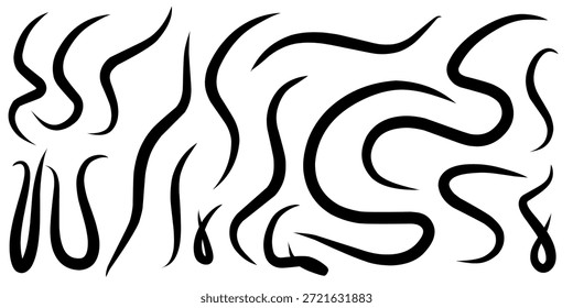 Fondo de línea ondulada. Líneas onduladas negras con extremos puntiagudos. Diseño de Ilustración vectorial ondulada negra.