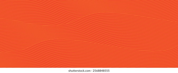 Wavy line background with an orange color. The background features orange tones and a smooth, flowing texture. Modern wavy line pattern background. Red background vector.