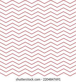 patrón vectorial de líneas onduladas rojas sobre fondo blanco adecuado para tela Papel de envolvimiento. Patrón de onda de línea triangular. Resumen ondulado sin costura.