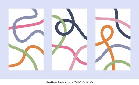 Vektorgrafik mit wellenförmigem Hintergrund. Abstrakte Hintergründe im Retro-Stil mit zufälligen, quietschenden Linien. Wellen Doodle Linien Kunst Hintergrund abstraktes Design.	