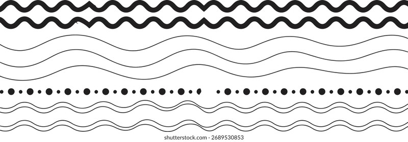 Wavy Line Border and Divider Set – Abstract Decorative Elements	