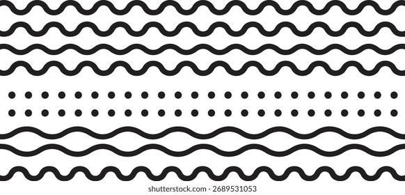 Conjunto de borde y divisor de línea ondulada: Elementos decorativos Abstractas	