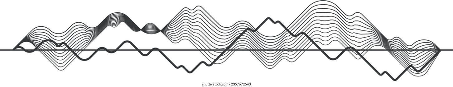 Wavy line chart. Volume waveform. Sound record