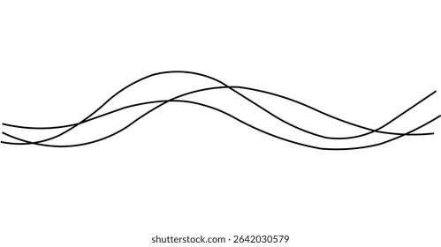 Wavy Line Divider, Horizontal Scroll Design Graphic