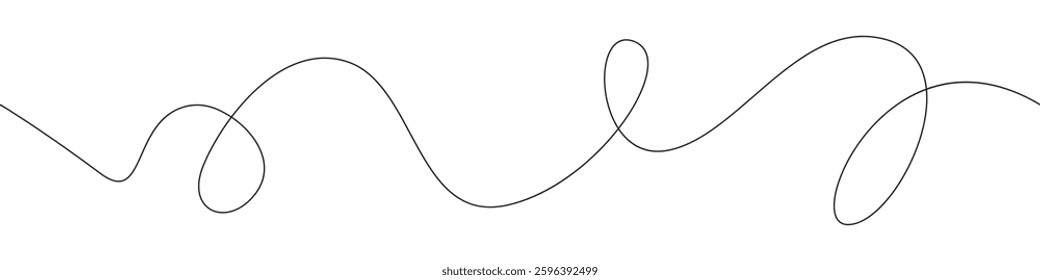 Wavy line with flowing curves. Continuous wavy lines seamless pattern. Hand drawn doodle abstract curved shameless wave single line. Undulating abstract background, vector illustration.
