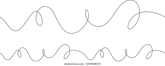 Wavy line with flowing curves. Seamless pattern of continuous wavy lines. Undulating abstract background. Curved single line.