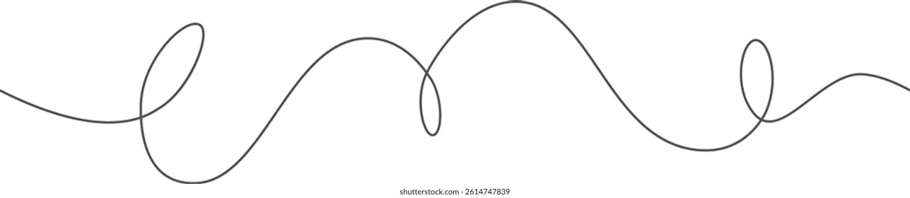 Wavy line with flowing curves. Seamless pattern of continuous wavy lines. Undulating abstract background. Curved single line.