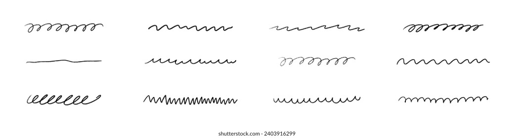 Wavy line with flowing curves. Swirls, zigzags, and doodle elements. Flat vector illustration isolated on white background.