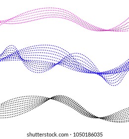 Wavy line. Flowing dots lines, design elements. Vector illustration