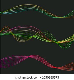 Wavy line. Flowing lines, dots, design elements Vector illustration
