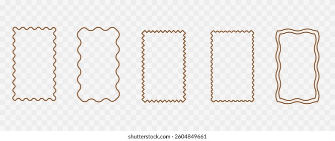 "Wavy Line Frame Set, Decorative Borders, Hand-Drawn Outline, Minimalist Abstract Design, Elegant Vintage Style, Curved Ornamental Frames, Simple Artistic Template, Retro Aesthetic, Blank Space for In