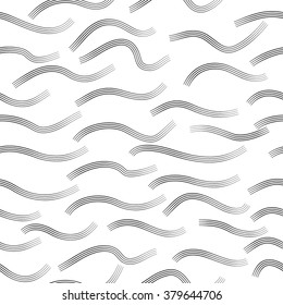 Wavy line geometric seamless pattern. Fashion graphic background design. Modern stylish abstract texture. Monochrom template for prints, textiles, wrapping, wallpaper, website etc. VECTOR illustration