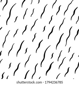 Wavy line hand drawn seamless pattern. Freehand pen drawing black vector texture