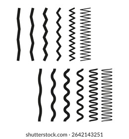 Wavy line icon. Zigzag stroke form. Black shape vector. Pattern on white.