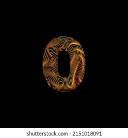 Wavy line number 0. Number with motion wave. number 0. Number logo with colorful twisted lines. Creative vector illustration with zebra, sea, print and wavy pattern lines.