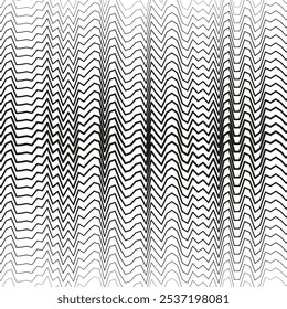 Wavy line pattern. Abstract zigzag design. Black and white distortion. Optical illusion vector.