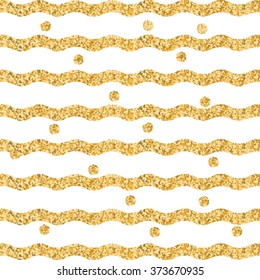 Wavy line pattern. Geometric color background with gold circles
