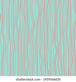 Wavy line pattern. Light color vertical wavy lines with a vertical direction on gray background. Strips similar to threads. Hand drawn stripes. Hand painted improvised pink lines against blue color.