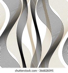 Wavy line pattern, mesh, curve, seamless vector background.