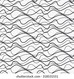 Wavy line pattern, mesh, seamless vector background.