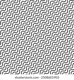 Wavy line pattern. Seamless geometric background. Black curved stripes. Abstract wave texture.