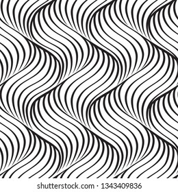 Wavy line seamless pattern. Geometric fabric print texture. Abstract tiling background. Wave tiling line ornamental wallpaper.