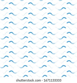 Wavy line seamless vector pattern background. Hand drawn small brush stroke horizontal ocean wave backdrop. Abstract marine geometric stripe all over print. For nautical, water, sea concept.