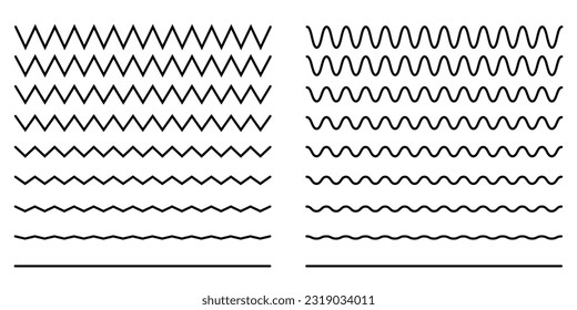 wavy line set on white background