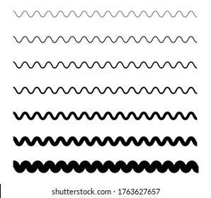 Wavy line set vector illustration.Set of curvy lines.