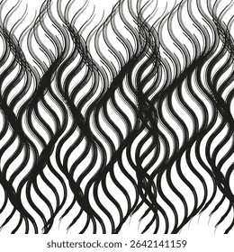 Wavy line texture. Curved abstract motion. Decorative seamless rhythm. Vector sketch form.