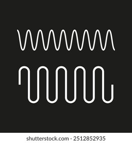 Wavy line variations. Curved and zigzag lines. Minimalist vector graphic. Bold design.