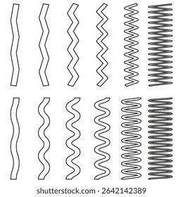Wavy line vector. Abstract black shape. Monochrome stripe pattern. Vertical rhythm design.