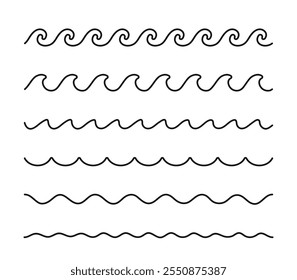 Conjunto de Vector de línea ondulada. Colección de adorno de ondas.