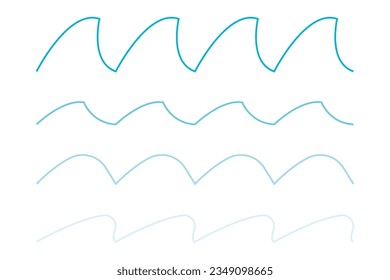 Wavy line and wavy zigzag lines. Vector underlines, smooth and squiggly horizontal, squiggles illustration on white background.