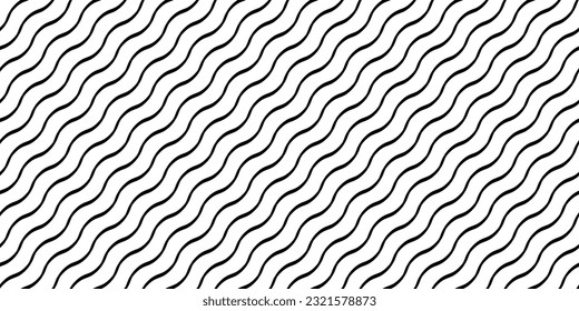 Wavy linear background. Guilloche seamless pattern. Black moire ornament. Design element for banknotes, diplomas, certificates, documents. Vector wallpaper.